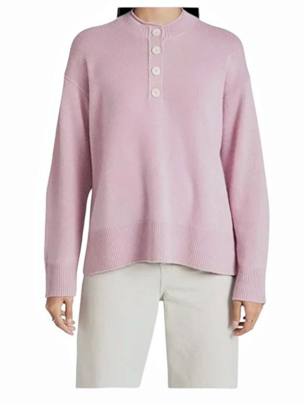 Theory Button Up Polo Cotton Cashmere Polo Pink Size Small NWT